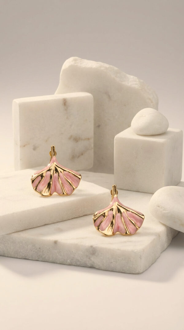 Pink Leaf Earrings