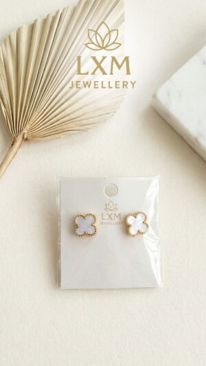 Iridescent Mother-of-Pearl Clover Studs