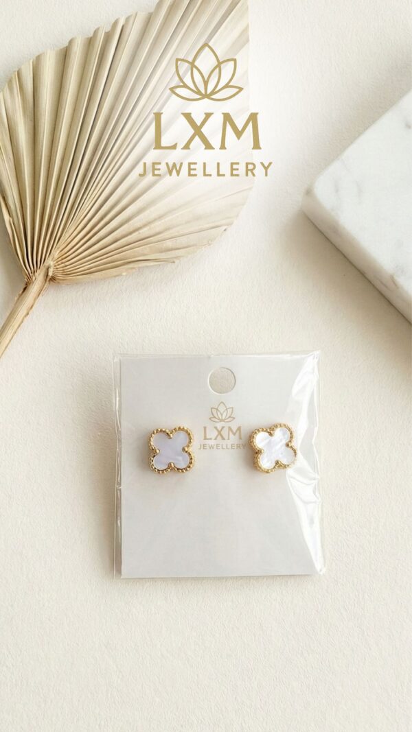 website(3) Iridescent Mother-of-Pearl Clover Studs