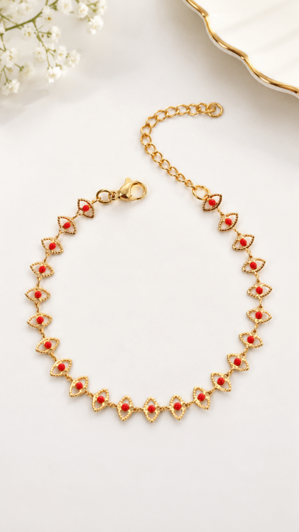 Enamel Red/Black Bead Bracelet