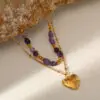 Heart Pendant With Purple Necklace