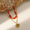 Heart Pendant With Red Necklace