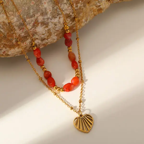 Heart Pendant With Red Necklace