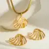 White Shell Pendant Necklace with Earring Set