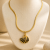 Black Shell Pendant Necklace with Earring Set