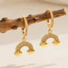 Rainbow 18k zircon stone hoop Earrings