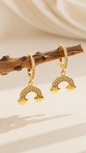 Rainbow 18k zircon stone hoop Earrings