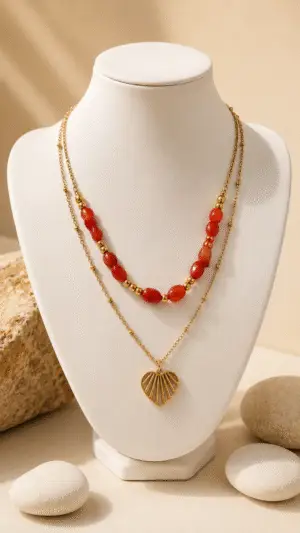 Heart Pendant With Red Necklace