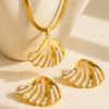 White Shell Pendant Necklace with Earring Set