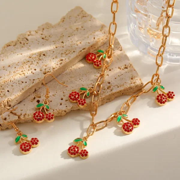 COPPER FANCY CHERRY NECKLACE SET