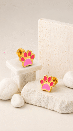 BABY STUD DOG FEET DESIGN BACK BALL EARRING