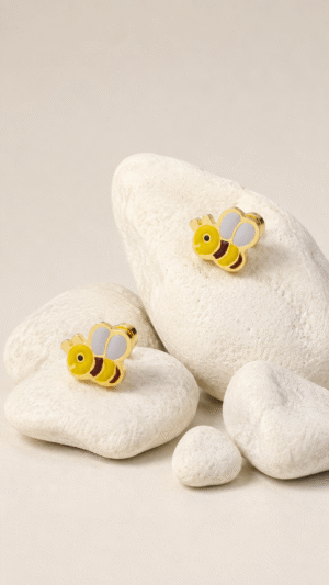KIDS STUD HONEYBEE DESIGN BACK BALL EARRING