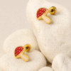 KIDS STUD MUSHROOM DESIGN BACK BALL EARRING