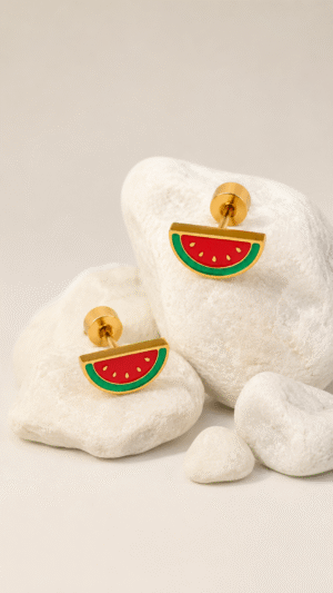 BABY STUD WATERMELON DESIGN BACK BALL EARRING