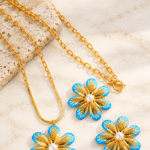 Elegant Flower Pearl 18K Gold-Plated Necklace