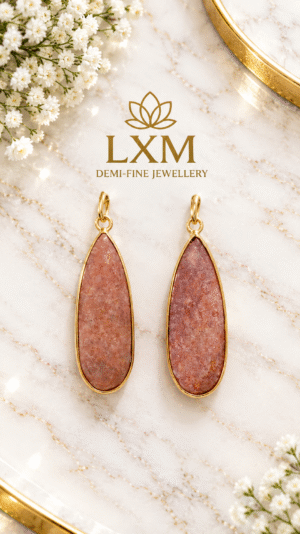 HOOP NATURAL STONE WITH BRASS EARRING