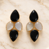 BRASS BRASS EARRINGS WITH NATURAL STONE