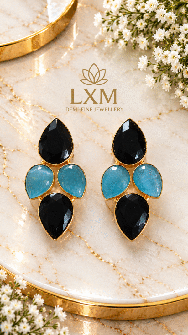 BRASS1 BRASS EARRINGS WITH NATURAL STONE