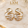 WHITE ENAMEL MOON EARRING