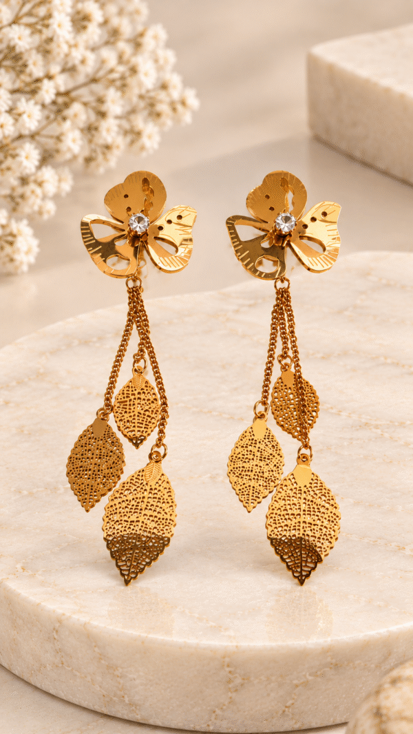 FLOWER AND LEAF EARRING