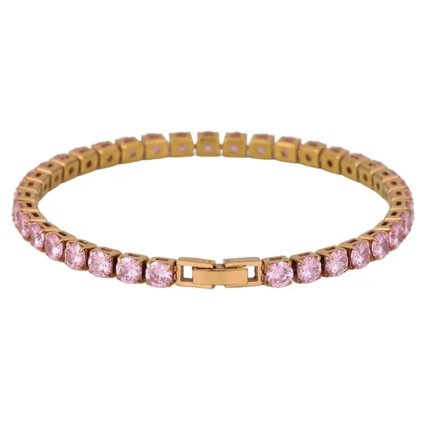 Geometric-Titanium-Steel-Tennis-Chain-Bracelet-For-Women-With-Claw-Setting-And-Zircon-Inlay-4 TENNIS BRACELET GREEN/PINK/WHITE STONE