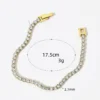 Unisex-Tennis-Chain-Bracelet-In-Stainless-Steel-With-Real-Gold-Plated-0-03-m-0-05-m-And-Zircon-Waterproof-Non-Tarnish-6 TENNIS BRACELET GREEN/PINK/WHITE STONE
