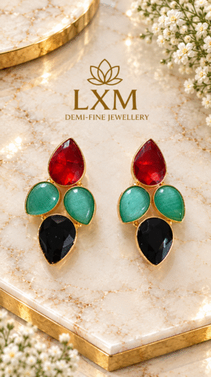BRASS EARRINGS WITH NATURAL STONE