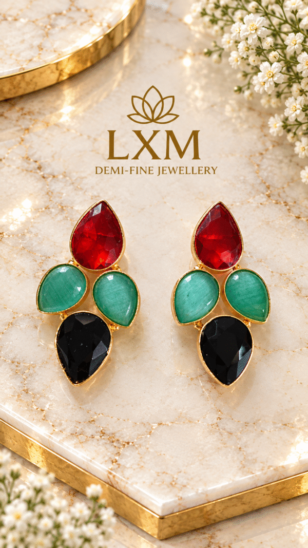 brass9 BRASS EARRINGS WITH NATURAL STONE