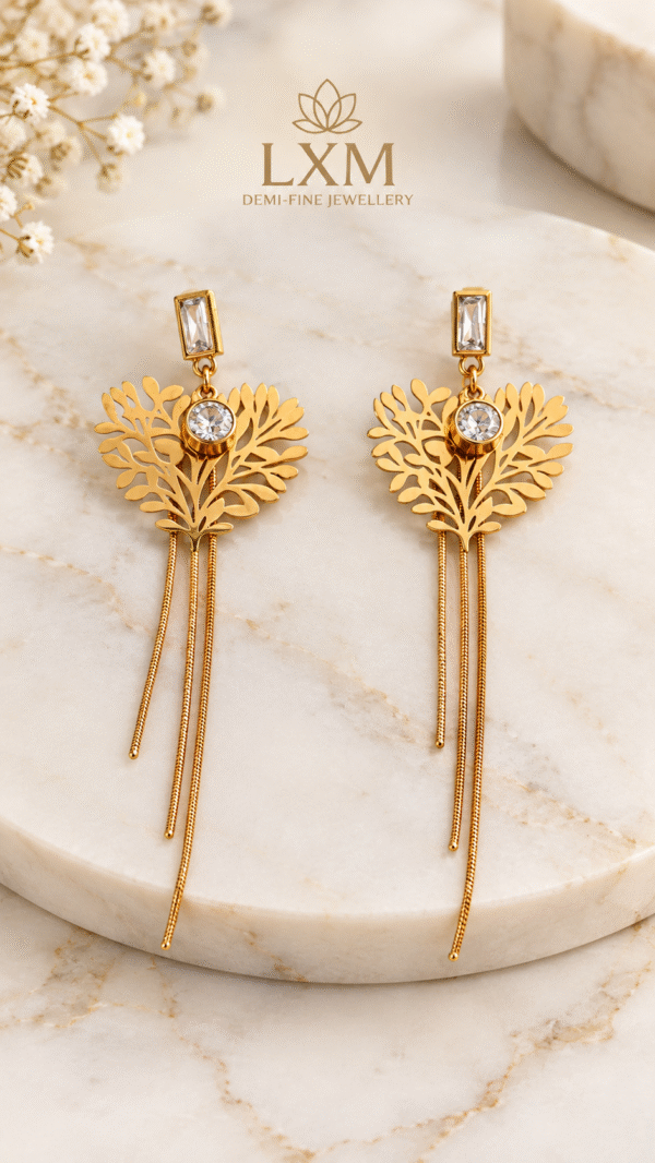 flowe19 LEAF LONG EARRING